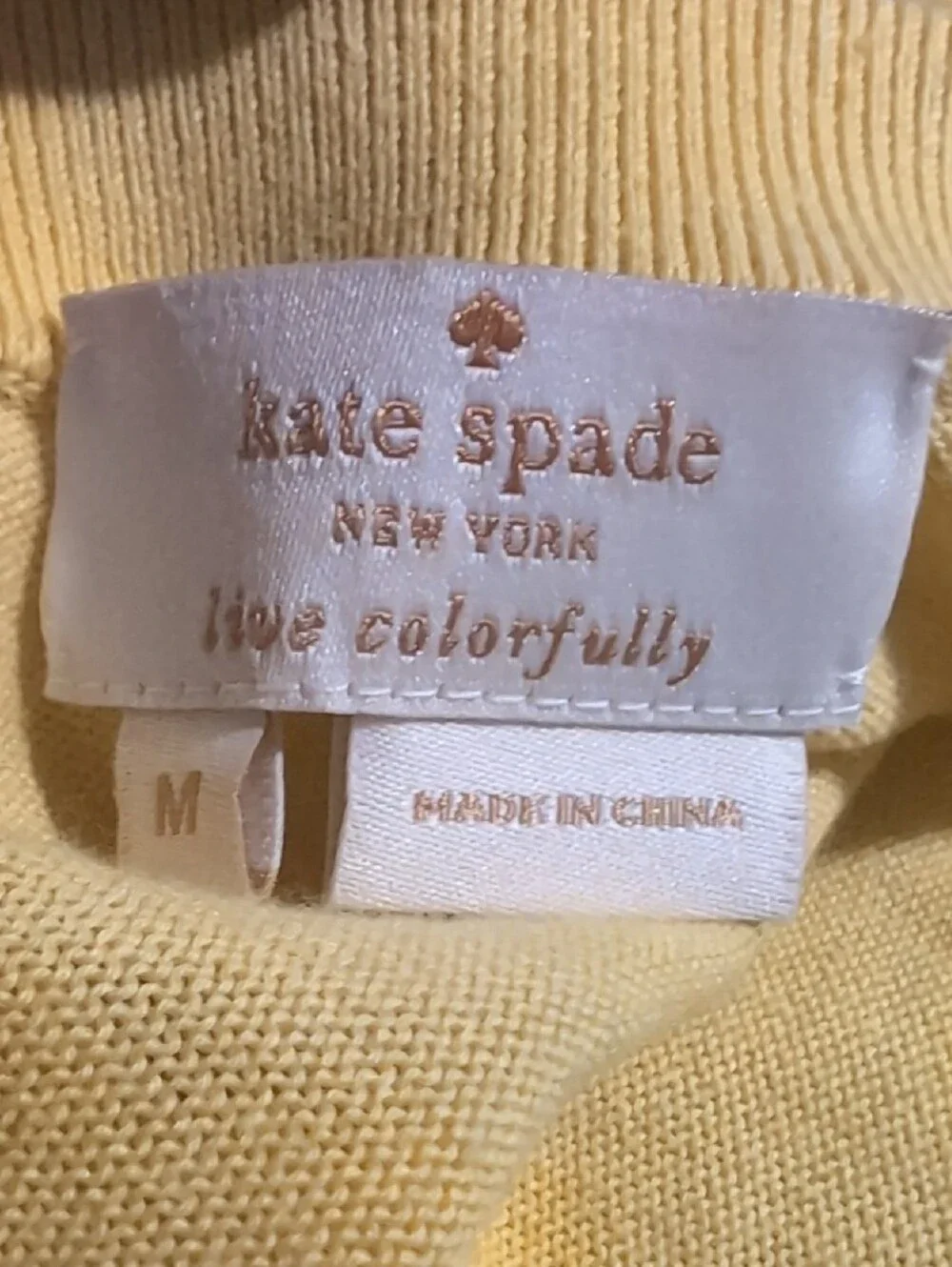 Kate Spade Kati Cardigan Scoop-Neck Yellow 100% Cotton Beading Size Medium